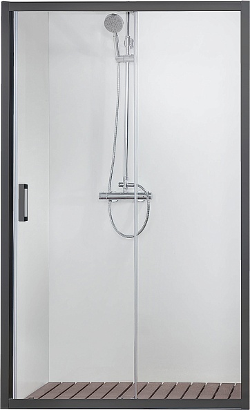 AQ ARI RA 12020BL Душевая дверь AQUATEK двухэлементная, раздвижная1200x2000 профиль черный, стекло прозрачное