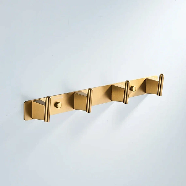 Планка с 4 крючками  Shevanik SG5741G, золотой сатин