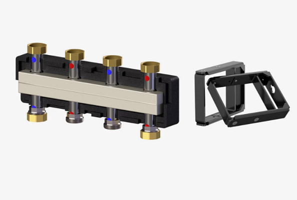 Коллектор распределительный Meibes до 3 насосных групп нержавеющая сталь (с комплектом кронштейнов) (M66301.921RU)