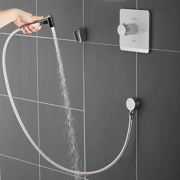 Гигиенический душ с термостатом Rose R105C, белый/хром