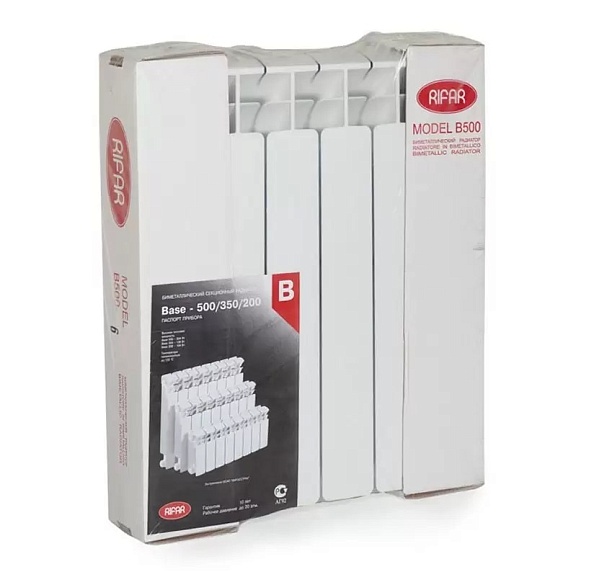 Биметаллический радиатор Rifar Base 500, 9 секций, боковое подключение