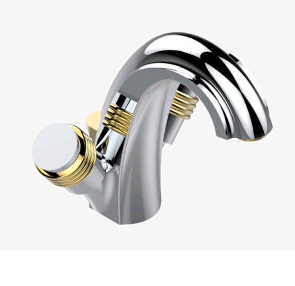 Смеситель для раковины THG Diplomate grooved rings, хром/золото (U4B G02 2155)