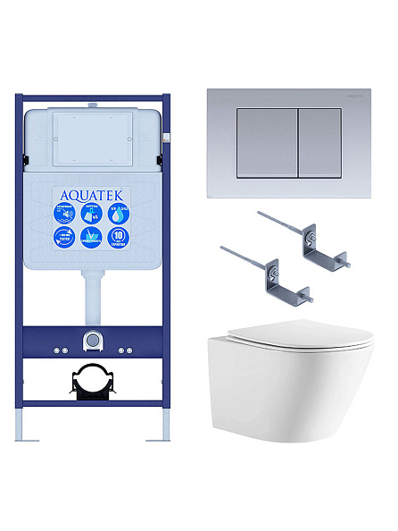 SET AQUATEK ЛИБЕРТИ-011 4в1 (рама AQUATEK Standard INS-0000012+крепёж KKI-0000002+клавиша KDI-0000011+унитаз ЛИБЕРТИ AQ1999T-00 с тонким сиденьем sc)