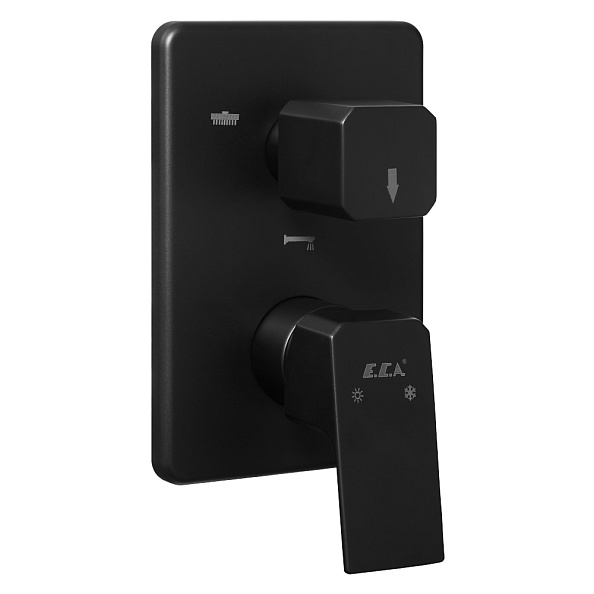 Смеситель для ванны  E.C.A. TIERA  3 режима (внешняя часть) матовый черный (102167305C1EX-K)