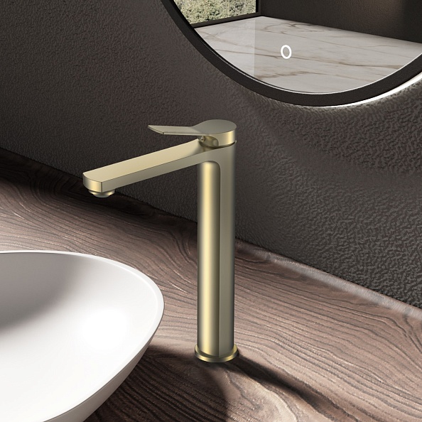 Смеситель для раковины Vincea Arco VBF-4AR02BG, брашированное золто