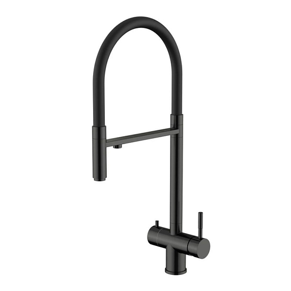 Смеситель для кухни с подключением фильтра Knotlor SS-16/GM, вороненая сталь