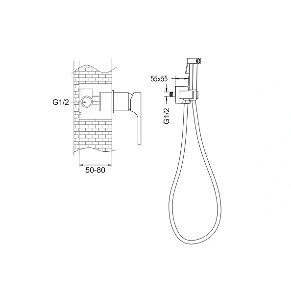 Гигиенический душ со смесителем Rose R1005, хром