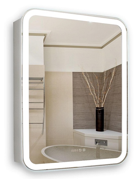 Зеркало-шкаф Silver mirrors Фиджи 60 с часами и сменой цвета (LED-00002363)