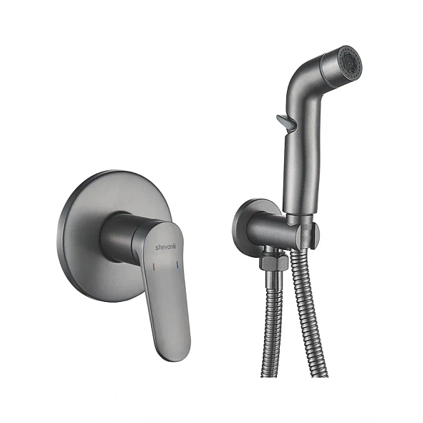 Гигиенический душ со смесителем Shevanik S4305T, оружейная сталь