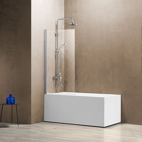 Стеклянная шторка на ванну Vincea 800х1400 мм, стекло прозрачное, каркас хром (VSB-11800CL)