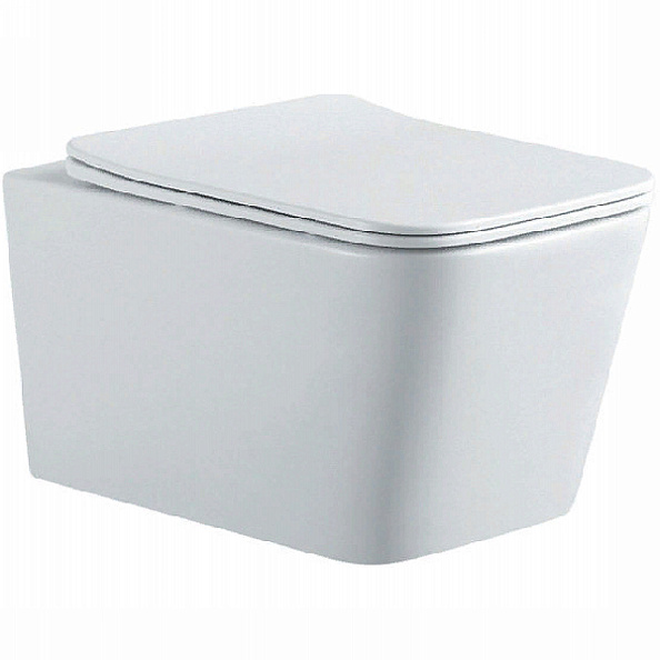 AQ0530N-00 ЛИБРА New Унитаз подвесной безободковый 525*360*290мм, тонкое сиденье с механизмом плавного закрывания, крепеж