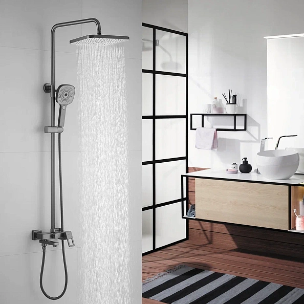 Душевая система Shevanik S8236T, оружейная сталь