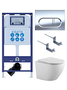 SET AQUATEK ЕВРОПА-043 4в1 (рама AQUATEK INS-0000025 +крепление KKI-0000002 +кнопка KDI-0000043 +унитаз AQ1901-00 +тонкое сиденье sc)