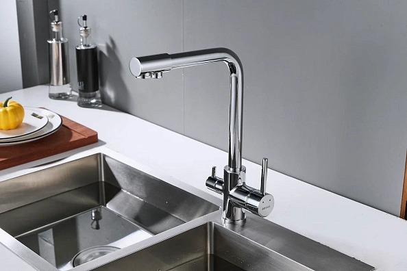 Смеситель для кухни с подключением фильтра Shevanik S328, хром