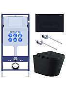 Set AQUATEK ВЕГА (рама AQUATEK Standard INS-0000012 с звукоиз.прокладкой+крепеж KKI-0000001+кнопкаKDI-0000017+унитаз ВЕГА AQ1905-MB с крышкой-сиденьем