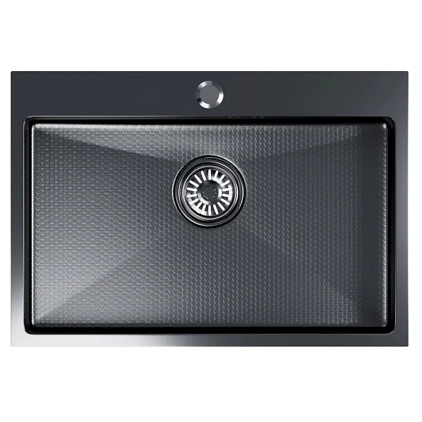 Мойка настол.монтаж 65х45 (3,0) вып 3 1/2  MIXLINE PRO 22см с сифоном (черный графит НАНО)