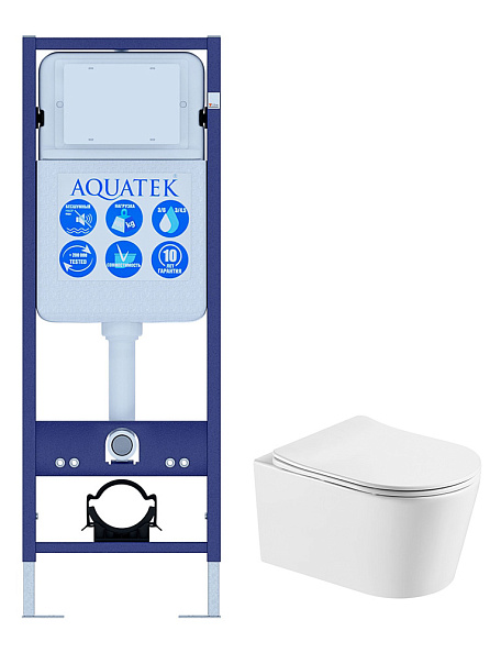 SET AQUATEK ОБЕРОН T INS-017 (рама AQUATEK Standard INS-0000017(без клавиши и крепежа)+унитаз ОБЕРОН AQ1365T-00 с тонким сиденьем soft-close