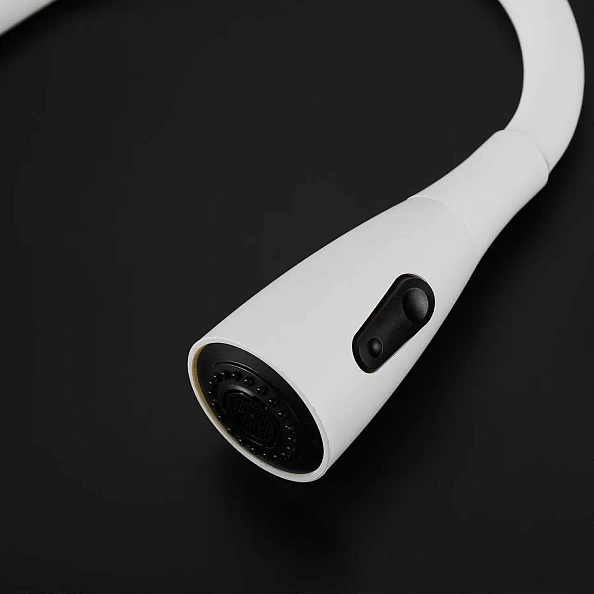 Смеситель для кухни с гибким изливом Shevanik S843C-1, белый