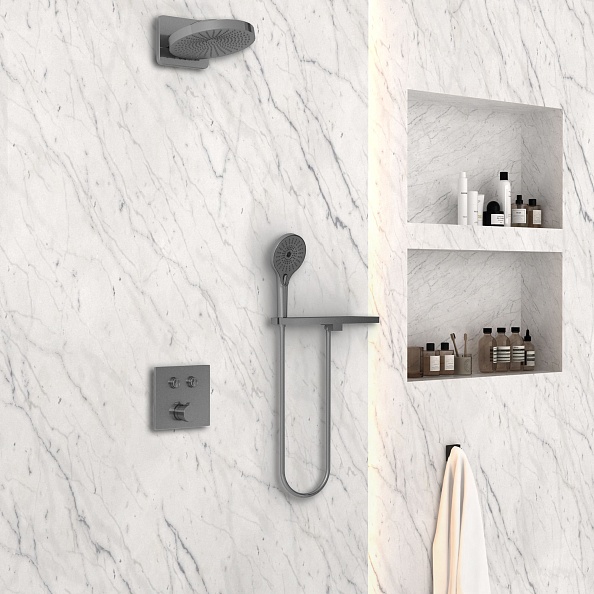 Душевой комплект Vincea VSFW-4I211RGM встраиваемый, двухрежимный, вороненая сталь