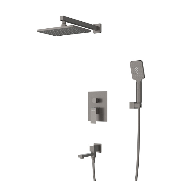 Душевой комплект встраиваемый с изливом Cezares Slider, оружейная сталь (SLIDER-VDSET-GM)