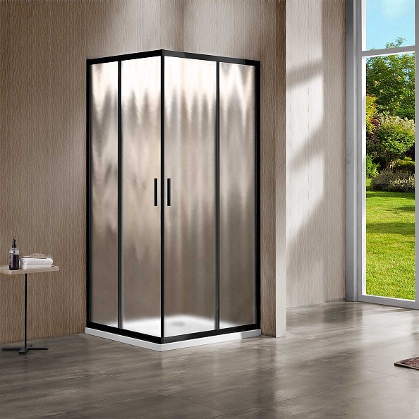 Душевой уголок Vincea Garda (VSS-1G900CHB) 900х900 мм, черный, стекло шиншилла