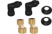 Комплект подключения 2шт.: уголок со сгоном 3/4х1/2, эксцентрик, отражатель, цвет черный муар