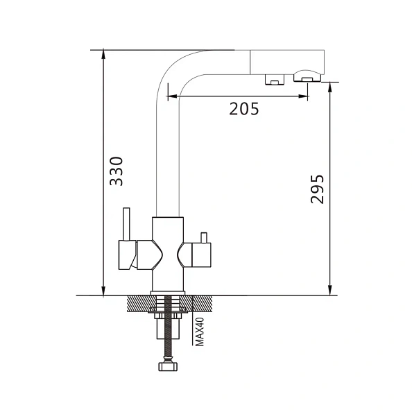 Смеситель для кухни с подключением фильтра Shevanik S328H, черный