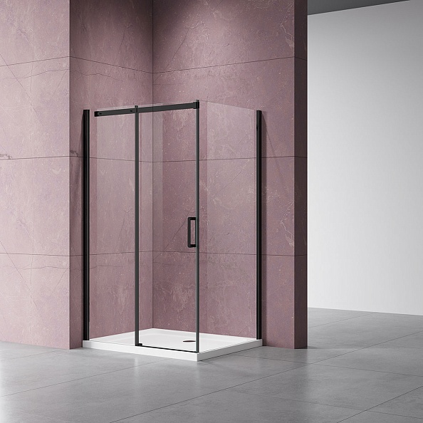 Душевой уголок Vincea Dice (VSR-4D1012CLB) 1200х1000 мм, черный, стекло прозрачное