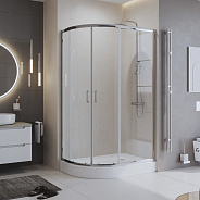 Душевой уголок BelBagno Uno 100x80x195 см, полукруглый, хром (UNO-195-RH-2-100/80-C-Cr)