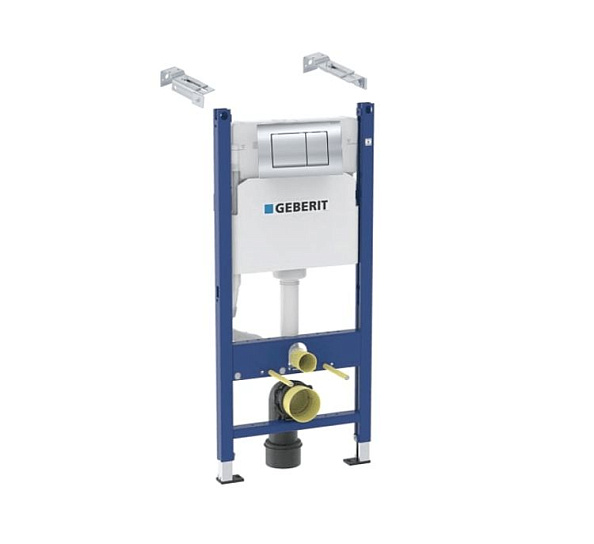 Инсталляция Geberit Duofix для подвесного унитаза, 112 см, со смывным бачком Delta 12 см, смывная клавиша Delta30, крепёж к стене, Хром 458.163.21.1