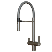 Смеситель для кухни 35k MIXLINE МЛНС-0401/MLSS-0401 СЕРЫЙ гиб.изл магнит,под.к фильтру,п/гайку САТИН (556010)