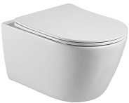 AQ1253W-00 БЕТТА Унитаз подвесной безободковый 531*360*344мм, тонкое сиденье с механизмом плавного закрывания, крепеж