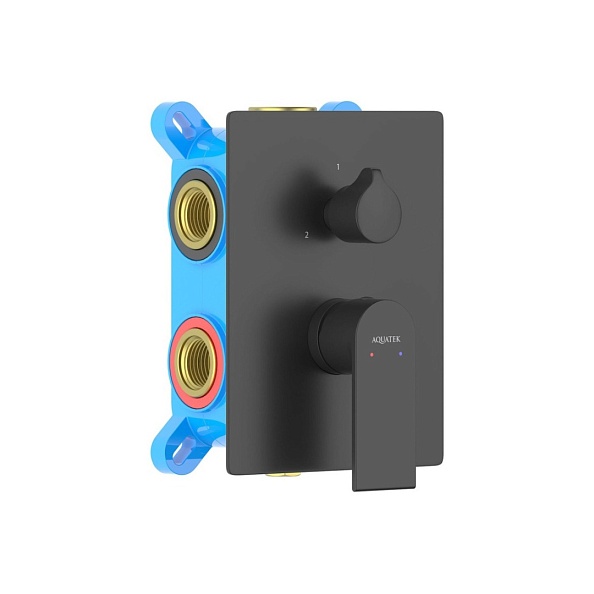 Смеситель для ванны AQUATEK ЛИРА, 3 режима, внешняя и скрытая часть, матовый черный AQ1447MB