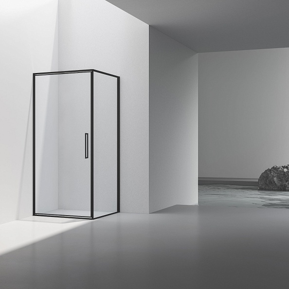 Душевой уголок Vincea Slim 8mm (VSR-4SLP9010CLB) 1000х900 мм, черный, стекло прозрачное