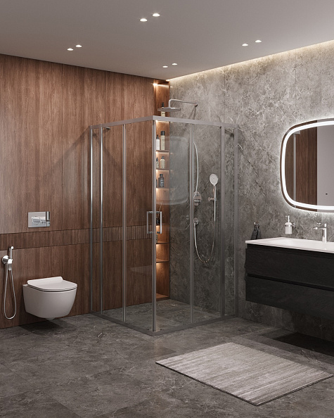 Душевой уголок Cezares Molveno 110x110x195 мм, квадратный, хром (MOLVENO-A-22-90+20-C-Cr-IV)