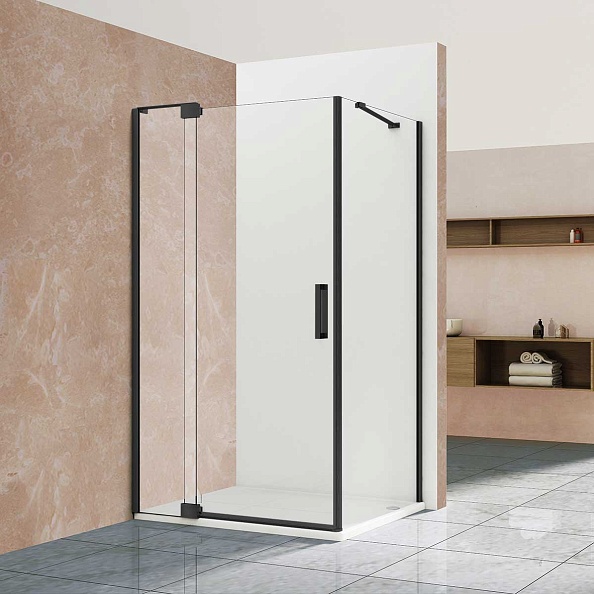 Душевой уголок Vincea Extra (VSR-1E111290CGB) 1100/1200х900 мм, черный, стекло тонированное