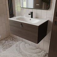 Тумба с раковиной подвесная (80см) Terminus Kontur KON10801200001O, венге/графит