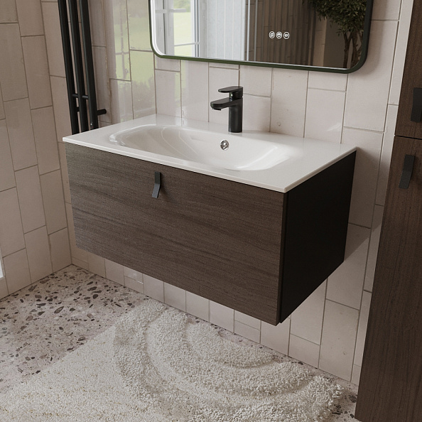 Тумба с раковиной подвесная (80см) Terminus Kontur KON10801200001O, венге/графит