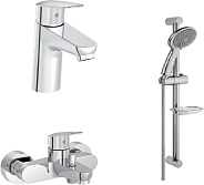 A42302EXP Flow Round Набор смесителей 3-в-1 в одной упаковке (смеситель для раковины, смеситель для ванны, душевой гарнитур)