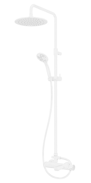 Душевая колонна со смесителем для ванны, верхним и ручным душем Cezares Czr, белый матовый (CZR-B-CVD-BIO)