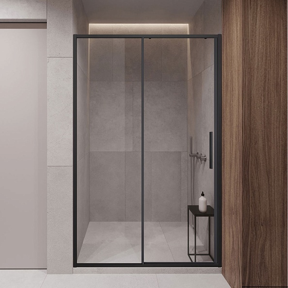 Душевая дверь Vincea Slim-U (VDS-2SU120CLB) 1200х2000 мм, м.черный, стекло прозрачное