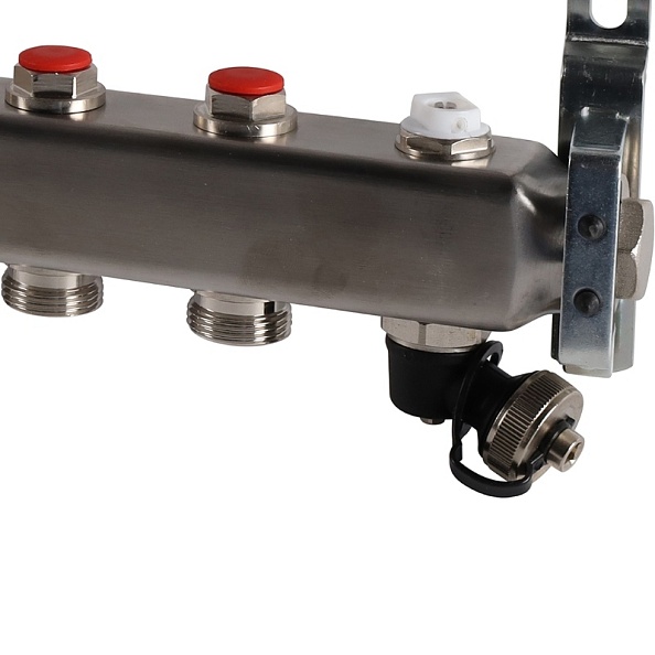Коллектор Rommer 1"x3/4" на 9 контуров с запорными клапанами (нерж. сталь) (RMS-3201-000009)