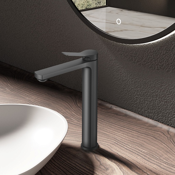 Смеситель для раковины Vincea Arco VBF-4AR02GM, вороненая сталь