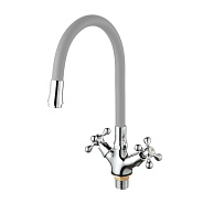 Смеситель для кухни с гибким изливом D-Lin D153810-2, хром/серый