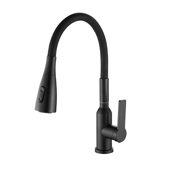 Смеситель для кухни с гибким изливом Shevanik S843H-3, черный