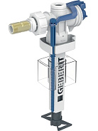 281.004.00.5 Впускной клапан Geberit тип 383 подвод воды сбоку, 3/8" и 1/2", ниппель из латуни (для керамических бачков)