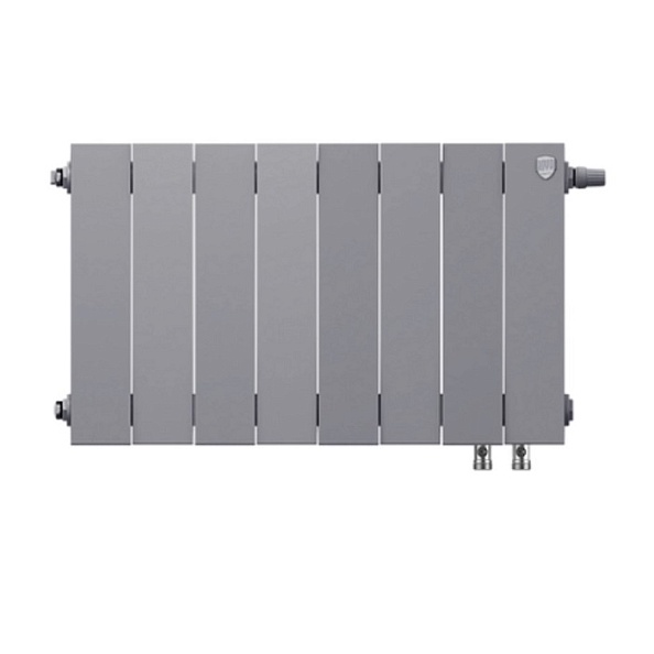 Биметаллический радиатор Royal Thermo PianoForte 300 Silver Satin VDR 8 секций с нижним подключением