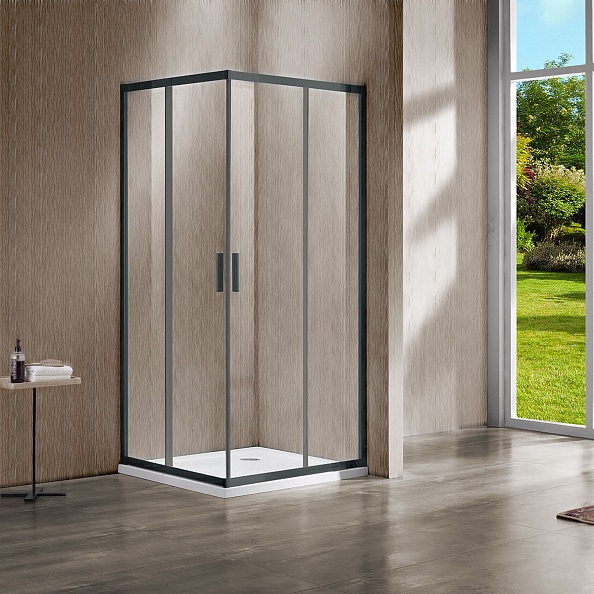 Душевой уголок Vincea Garda (VSS-1G900CLGM) 900х900 мм, вороненая сталь, стекло прозрачное