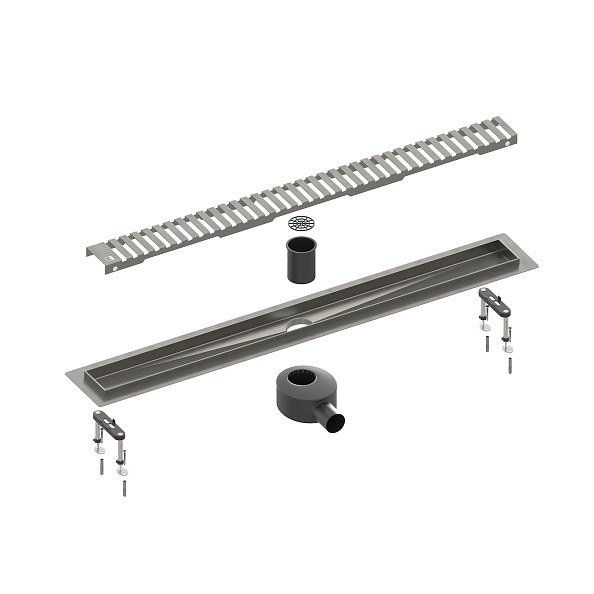Душевой лоток TIMO Drain System 600 с вставкой "lines", черное золото (DS230106/18)