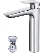 AQ1005CR ВЕГА смеситель для раковины высокий 227 с донным клапаном